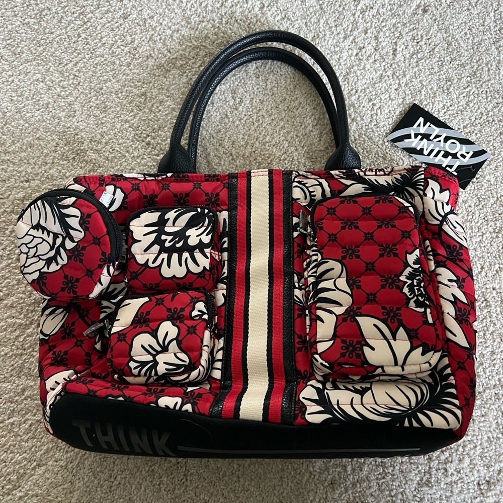NWT - THINK ROLYN Lancaster Quilted Tote Red Floral